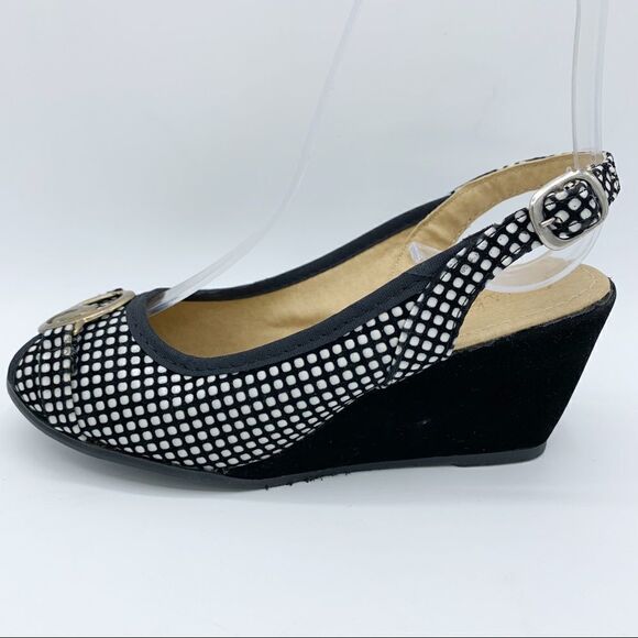 Laisha Peep Toe Wedge Sandal Slingback Velvet Heel - Picture 3 of 13